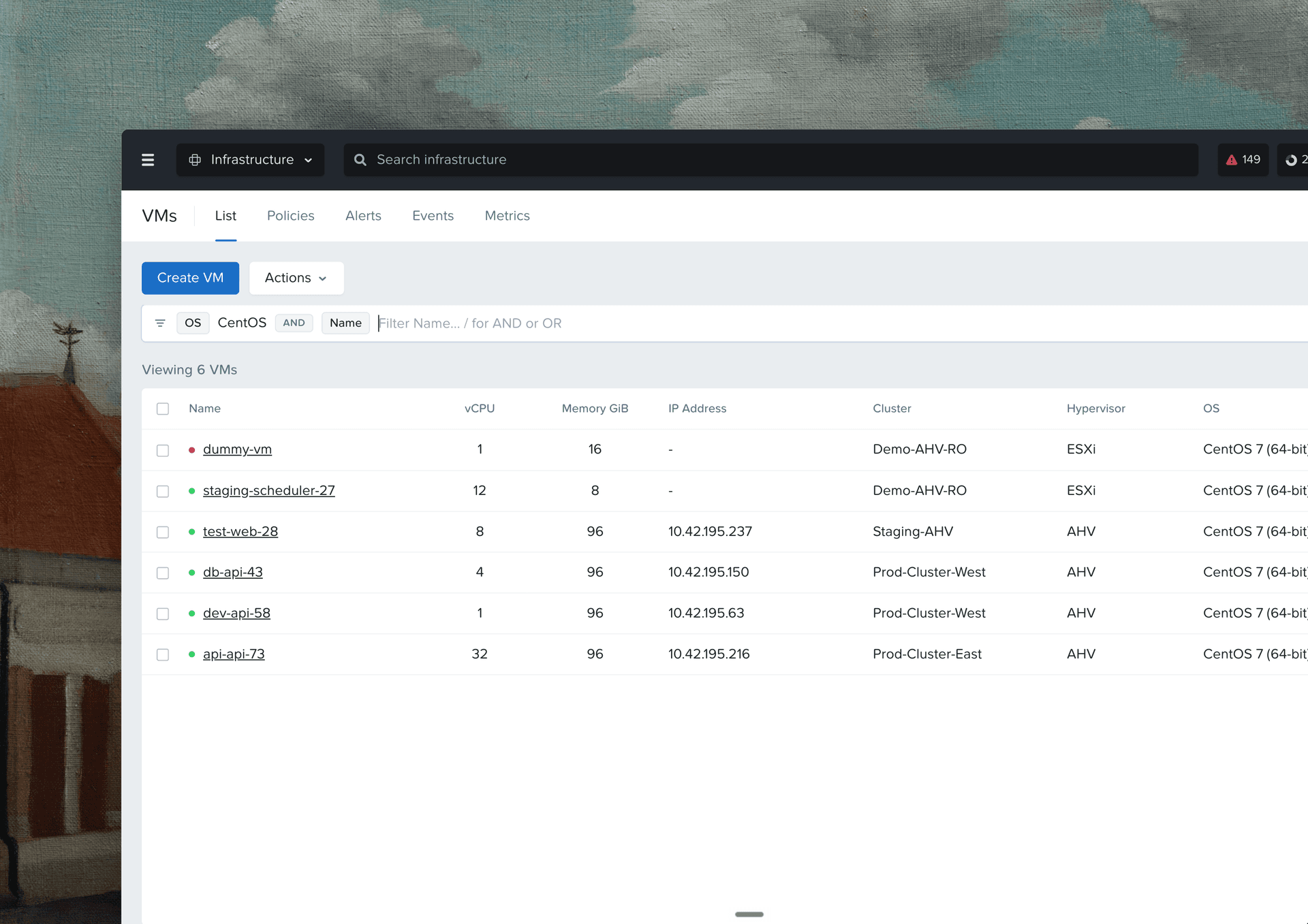 Infrastructure UI